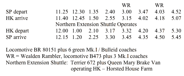 Timetable for 20, 21 Mar