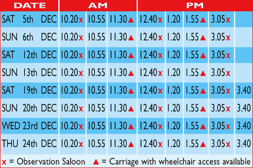 Santa timetable