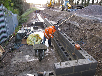 Retaining wall for the relay cabinet slab - 23 November 2009 - Michael Hopps