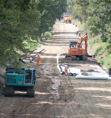 Ballast being laid northwards towards Imberhorne Lane - John Sandys - 9 Aug 2012