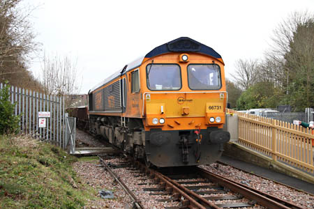 66731 with ballast train arrives on Bluebell metals - Mike Hopps - 28 November 2012
