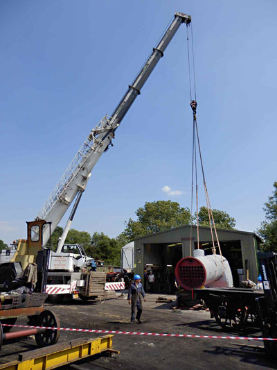 Boiler being lifted by the crane - Fred Bailey - 26 July 2018