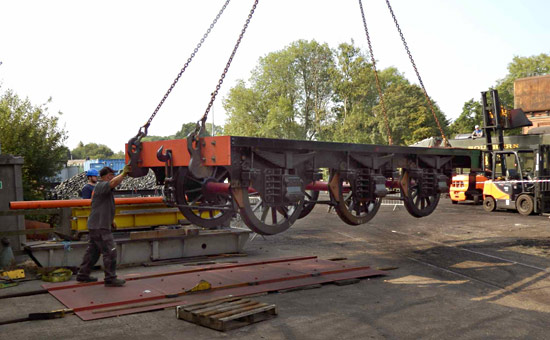 Tender chassis being lifted by the crane - Fred Bailey - 26 July 2018