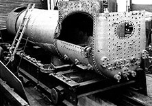 [View of boiler with firebox dismantled]