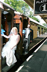 Boarding the Wedding Belle Pullman Train