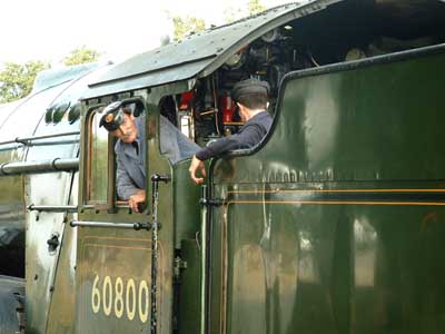 Green Arrow - Clive Groom on footplate - Les Anstey