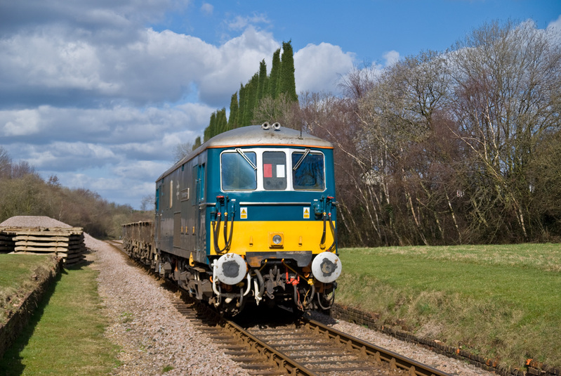 73136 with spoil train at West Hoathly - Tom Waghorn - 6 Mar 2009