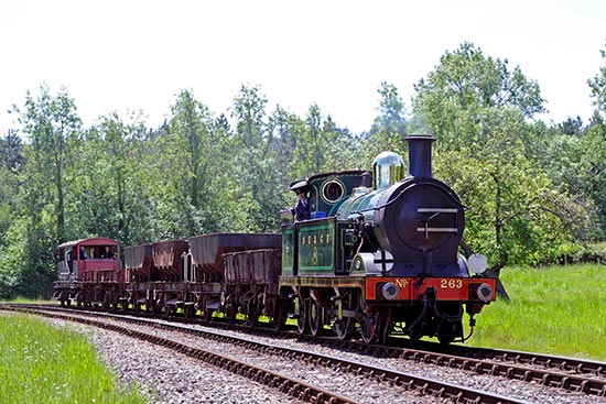 H-class approches Kingscote with goods train - Derek Hayward - 1 June 2019