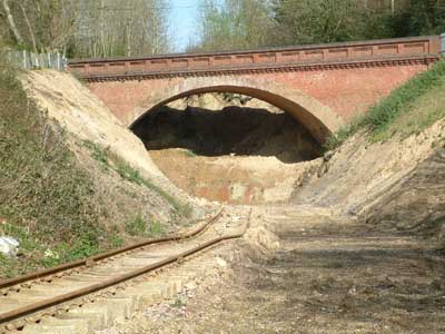 Imberhorne lane bridge, the excavated cutting clearing the way to the main tip