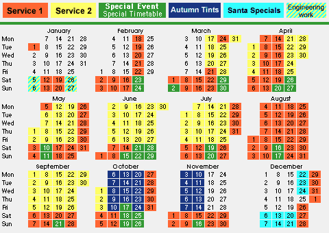 Colour-coded clickable Timetable for 2008