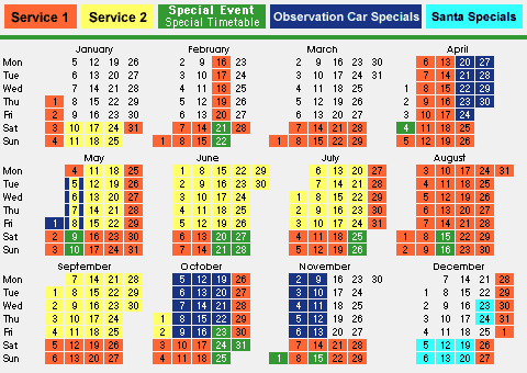 Colour-coded clickable Timetable for 2009