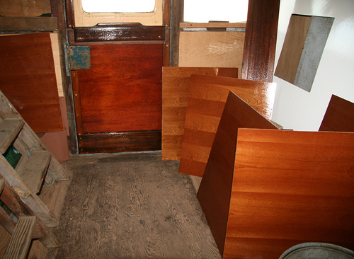 Freshly varnished panels, 20 November 2011