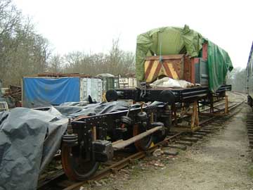 Queen Mary brake van, lifted from its bogies, 2 April 2003
