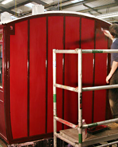 Stuart painting the panels at the end, after Dave had done the mouldings - Dave Clarke - 12 February 2011