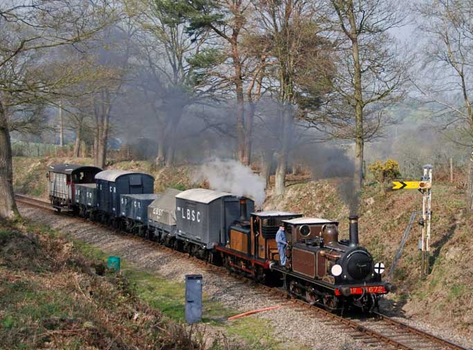 Fenchurch and Stepney at Kingscote distant with Goods train, 14 April 2007 - Derek Hayward