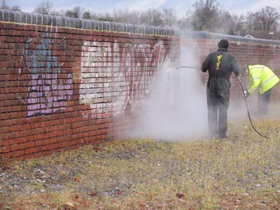 Graffiti removal from the viaduct