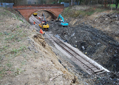 The extra track panels laid and a start made on ballasting - Pat Plane - 5 March 2011