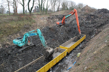 Loading waste onto the train using both excavators - Robert Else - 25 February 2011