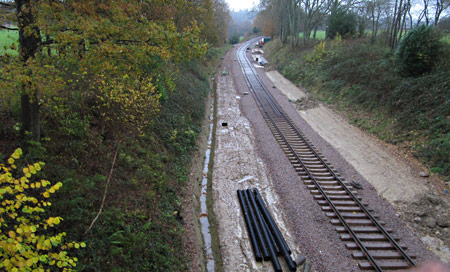 Looking North from the occupation bridge - track awaits ballasting - John Sandys - 20 November 2012