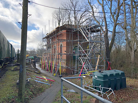 Scaffolding around Horsted Keynes water tower - Mike Hopps - 7 February 2022