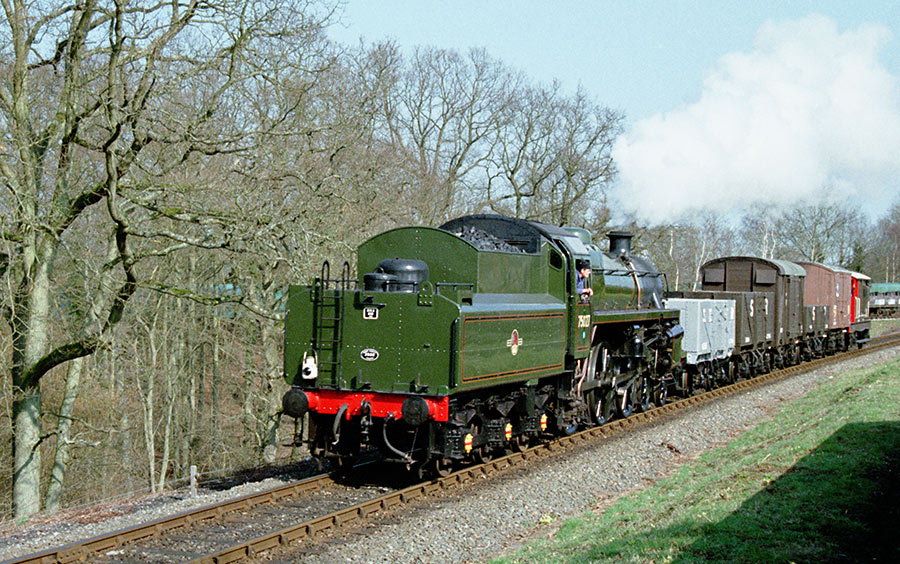 Standard Class 4 75027 on a goods train in March 1998 - Richard Salmon
