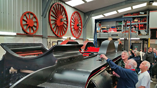 Examining detail of access door on running plate - Martin Lawrence - 13 June 2015