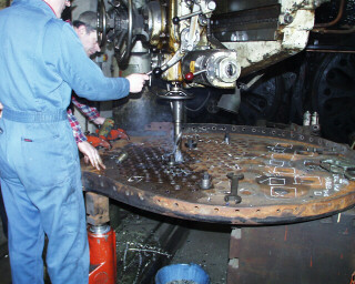 View of tubeplate being drilled