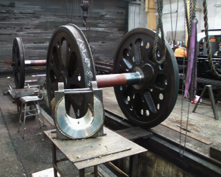View of driving wheels