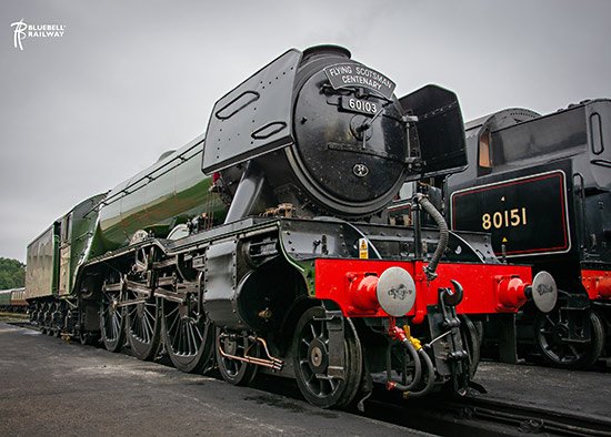 Flying Scotsman on shed at Sheffield Park - Bluebell Railway - 22 August 2023