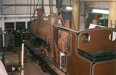 [View of engine with boiler refitted in frames]
