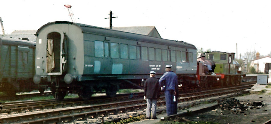 LMS dormitory coach being shunted in the 1970s (possibly 1974) - photo by the late Jock McKay