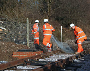 Fence removed at main-line connection - 17 Jan 2009 - Colin Duff