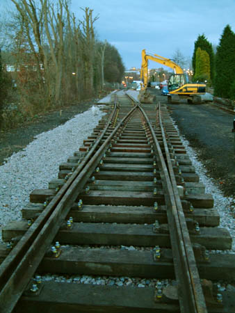 Track laid at East Grinstead, looking north from the viaduct - 15 January 2009 - David Chappell