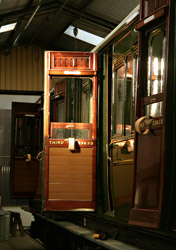 The evening sun catches a door on the Birdcage coach - Dave Clarke - 4 Sept 2011