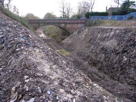 Looking south along the excavated cutting towards Imberhorne Lane Bridge - Nigel Longdon - 9 December 2011