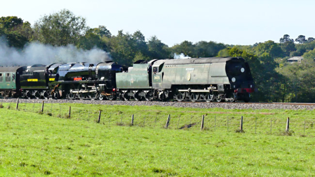 34070 and 21C127 double-head a service on the Sunday of Giants of Steam - Keith Duke - 15 October 2023