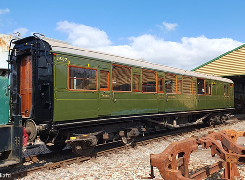 Hastings Brake 3687 nearing the end of its restoration, being shunted after swapping out its bogies - Rowan Millard - April 2023
