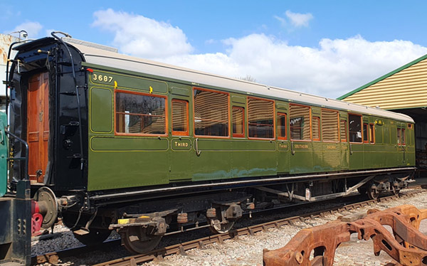 Hastings Brake 3687 nearing the end of its restoration, being shunted after swapping out its bogies - Rowan Millard - April 2023