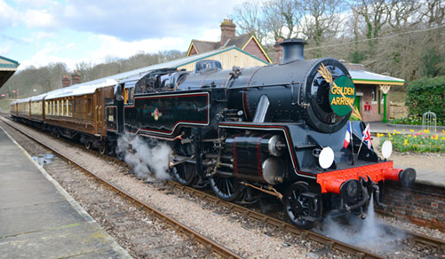 80151 with Car 54 and the rest of the Pullman Train at Horsted Keynes - Neil Munro-Thomson - 24 March 2024