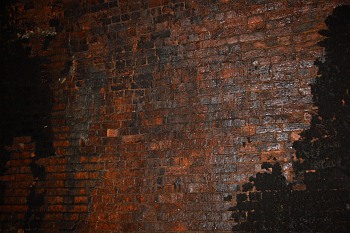 A section of side wall showing evidence of steam trains