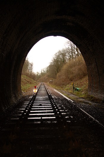 The view from just inside the south portal, waiting for the sleepers to be lifted
